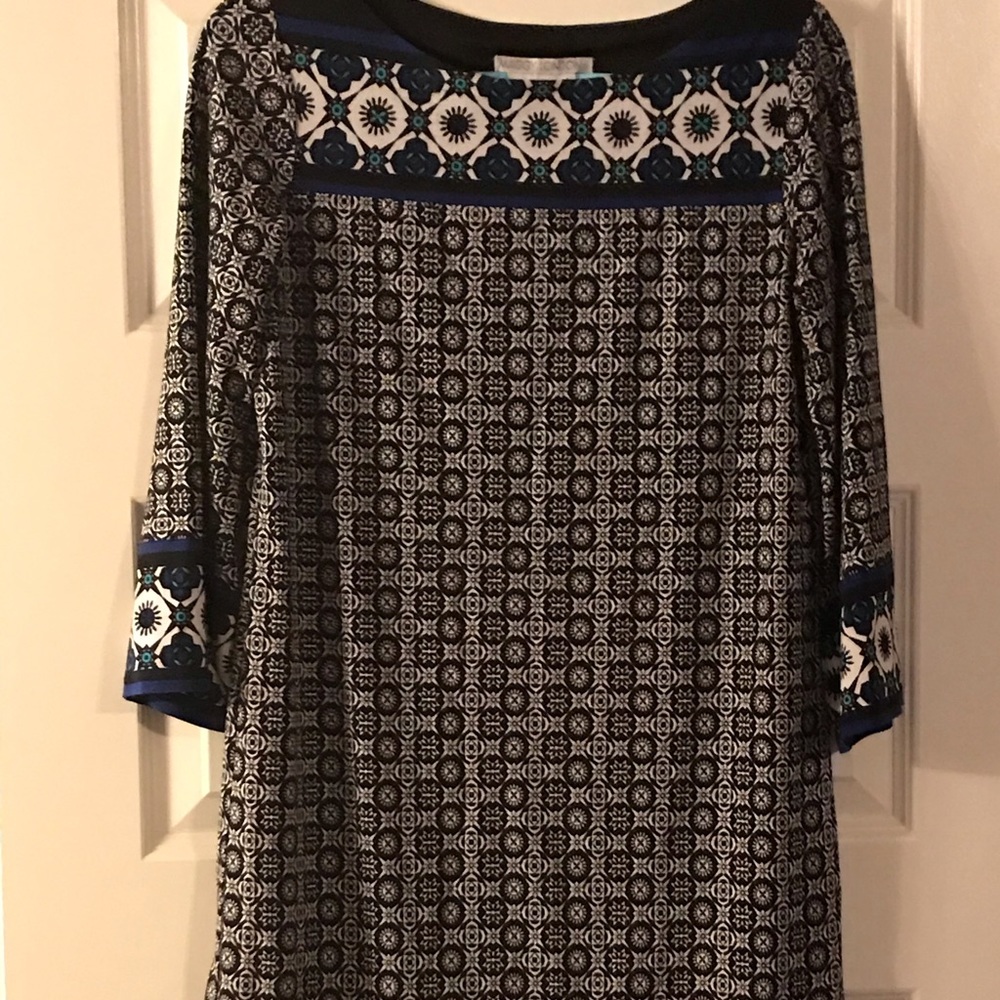 Maggy London black and blues 3/4 length dress